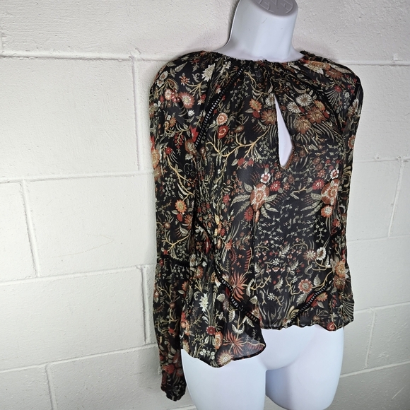 Intermix Black Floral Long Sleeve Blouse - Picture 7 of 13
